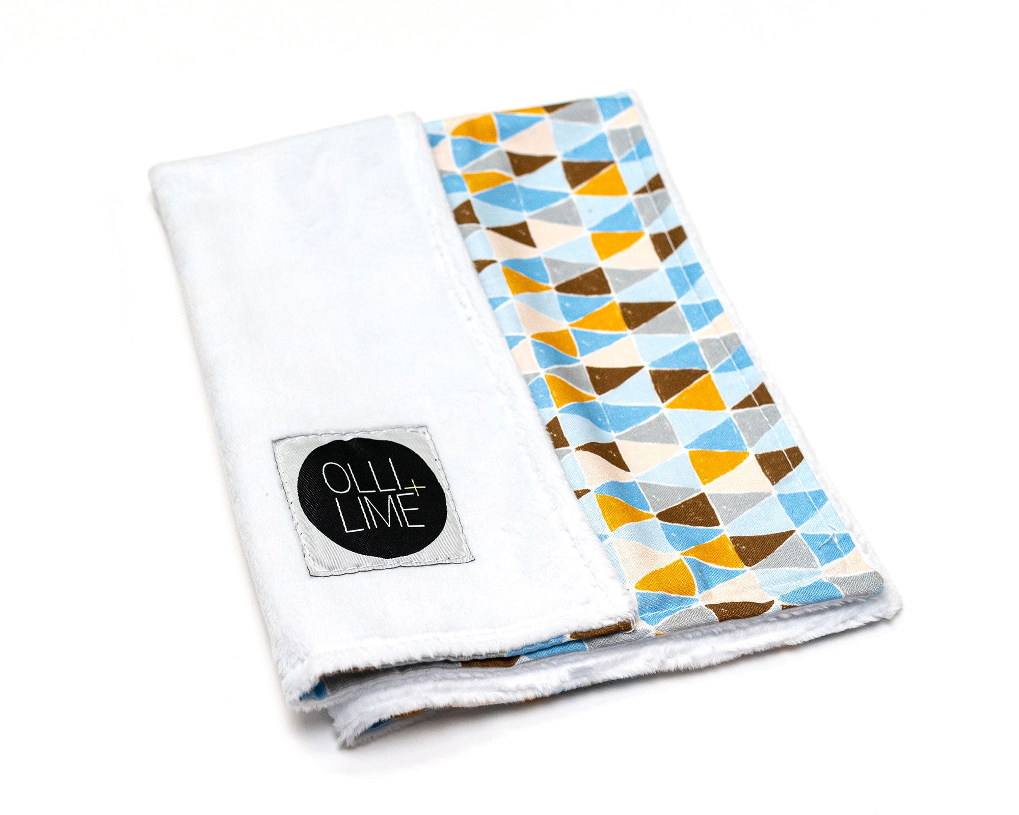 Blue Banners Marching - Lovey Cuddle- Blue/Topaz/Umber Triangles - Olli+Lime